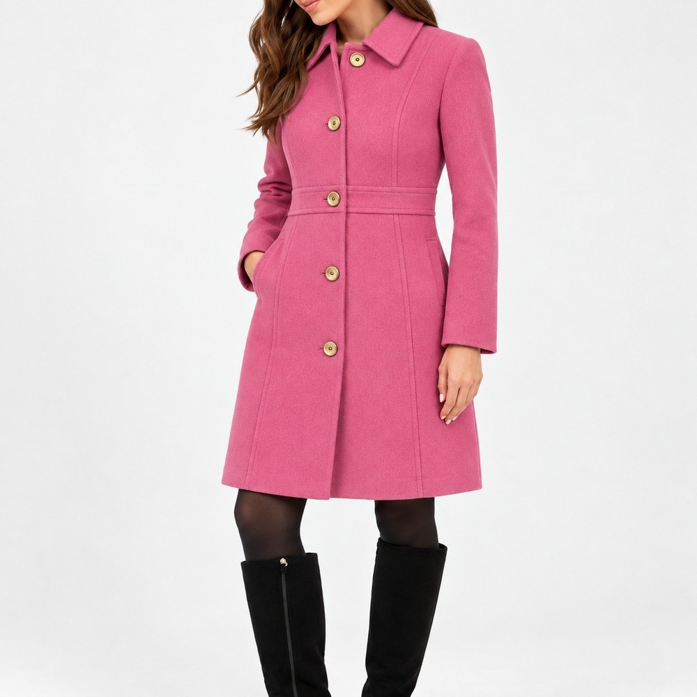J.Crew Lady Day Coat 4P Pink Wool Blend Button Front Jacket